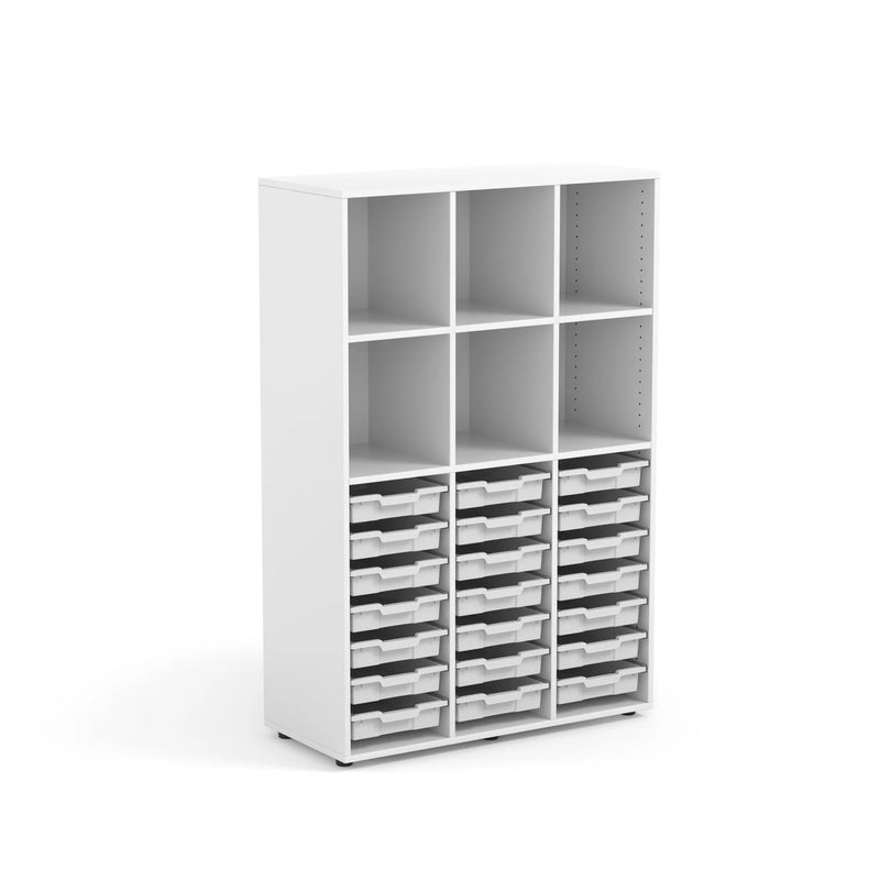 ALICE - Cabinet Maple White with 6 upper compartments and 12 big light blue trays
