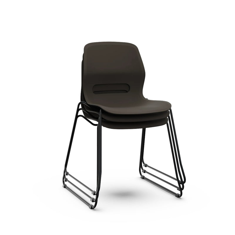 JUN SLED - Chair with Black Sled Frame and shell STONE GRAY