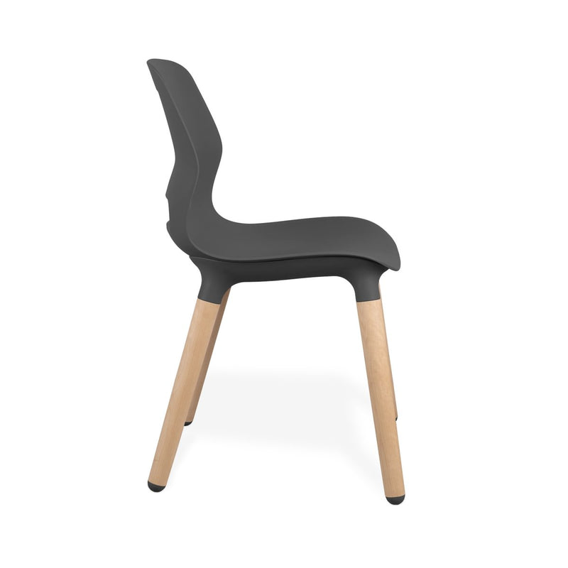 JUN WOOD - Chair with Wooden Frame and shell GRAPHITE BLACK