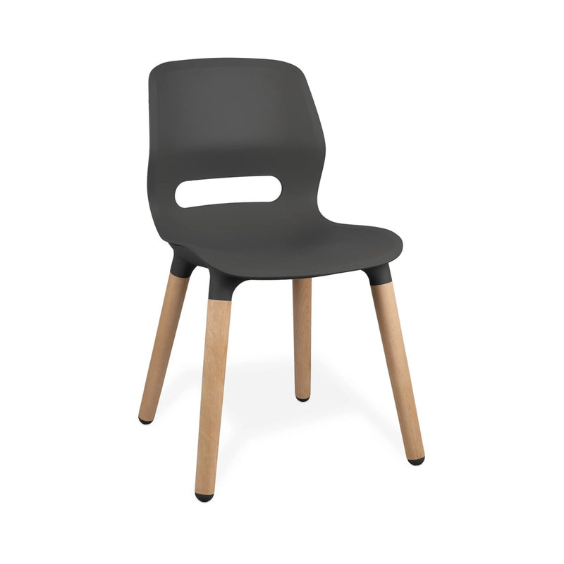 JUN WOOD - Chair with Wooden Frame and shell GRAPHITE BLACK