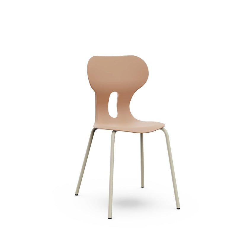 LIA BASIC – Plastic Chair with Metal Frame Warm Grey – Light Terracotta – Size 5