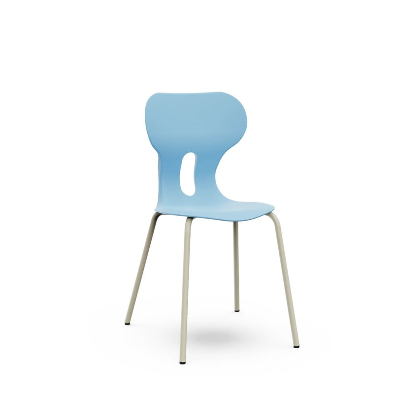 LIA BASIC – Plastic Chair with Metal Frame Warm Grey – Ocean Blue – Size 4