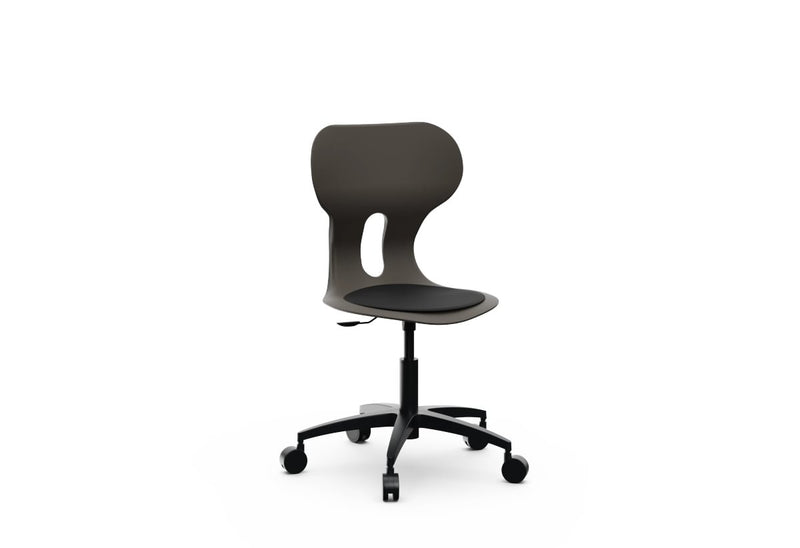 LIA BIG LIFT – Swivel Plastic Chair, Gas Lift, Wheeled Base – Graphite Black