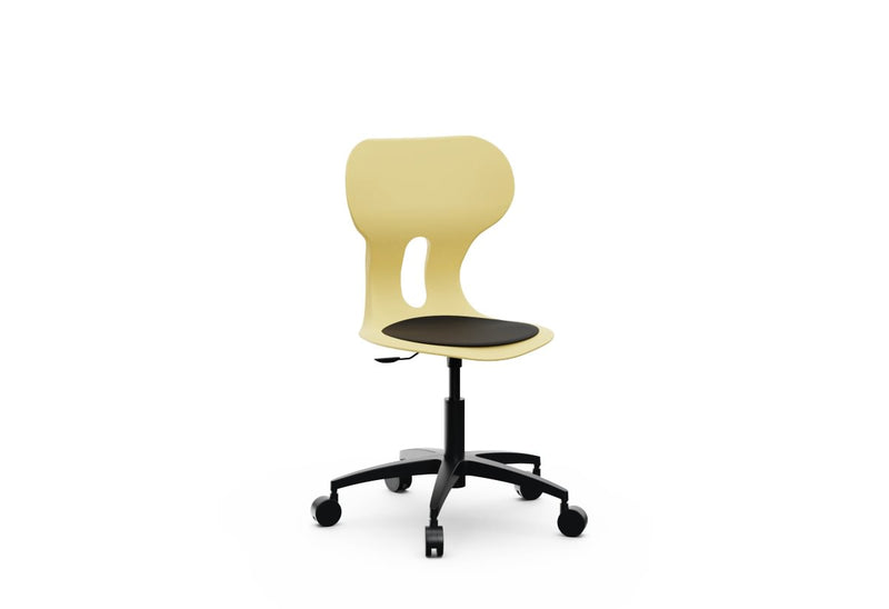 LIA BIG LIFT – Swivel Plastic Chair, Gas Lift, Wheeled Base – Light Yellow