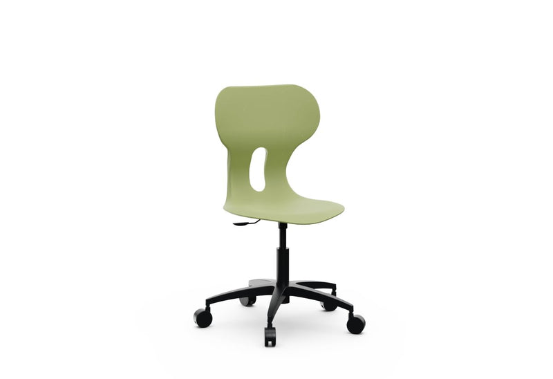 LIA BIG LIFT – Swivel Plastic Chair, Gas Lift, Wheeled Base – Olive Green
