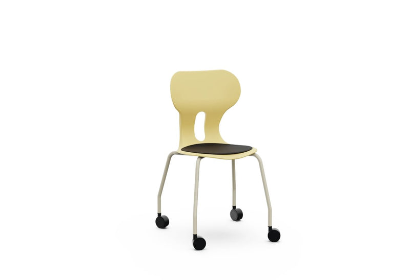 LIA STORE – Chair with Polypropylene Base and Castors, Lower Tray – Light Yellow
