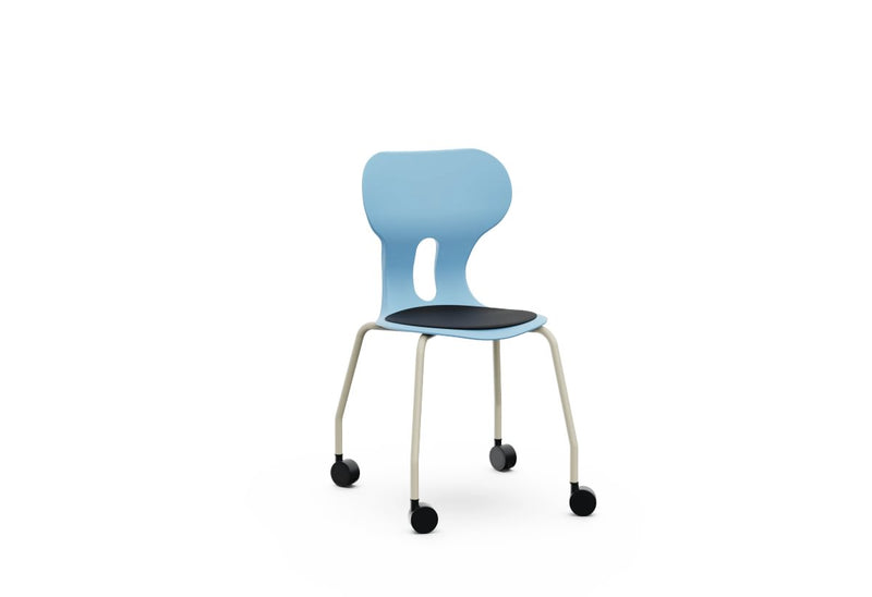LIA STORE – Chair with Polypropylene Base and Castors, Lower Tray – Ocean Blue