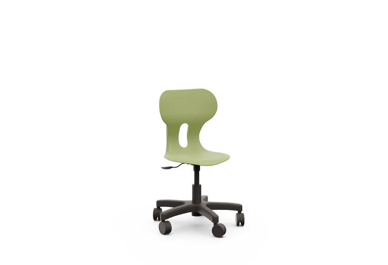 LIA MINI LIFT – Swivel Plastic Chair, Gas Lift, Wheeled Base – Olive Green