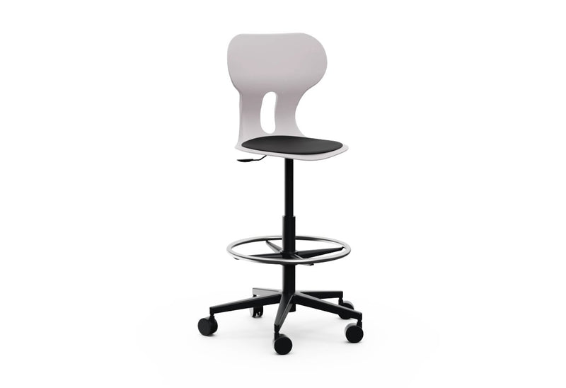 LIA STOOL – Swivel Plastic Chair, Gas Lift, Wheeled Base – Stone Grey