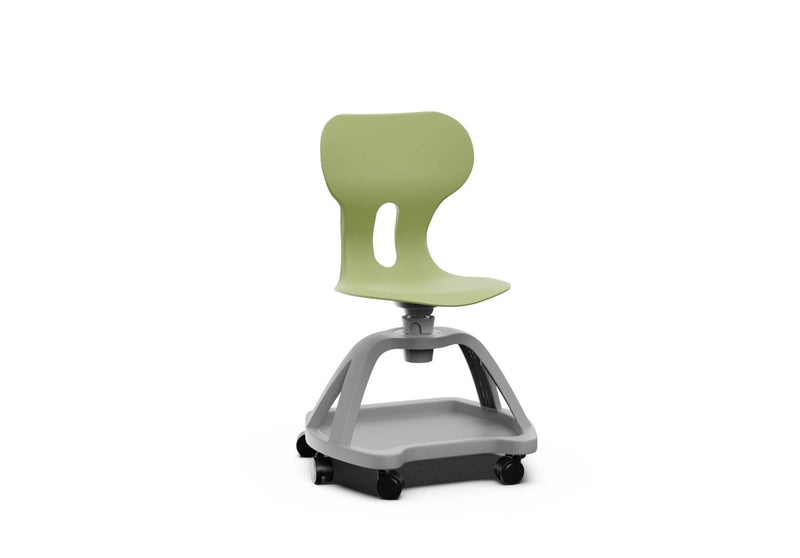 LIA STORE – Chair with Polypropylene Base and Castors, Lower Tray – Olive Green