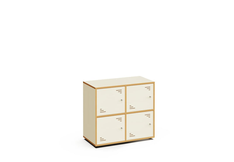 LOCKY 2×2 – 4-Locker Cabinet – White Maple Interior – Terracotta Nova Exterior Finish