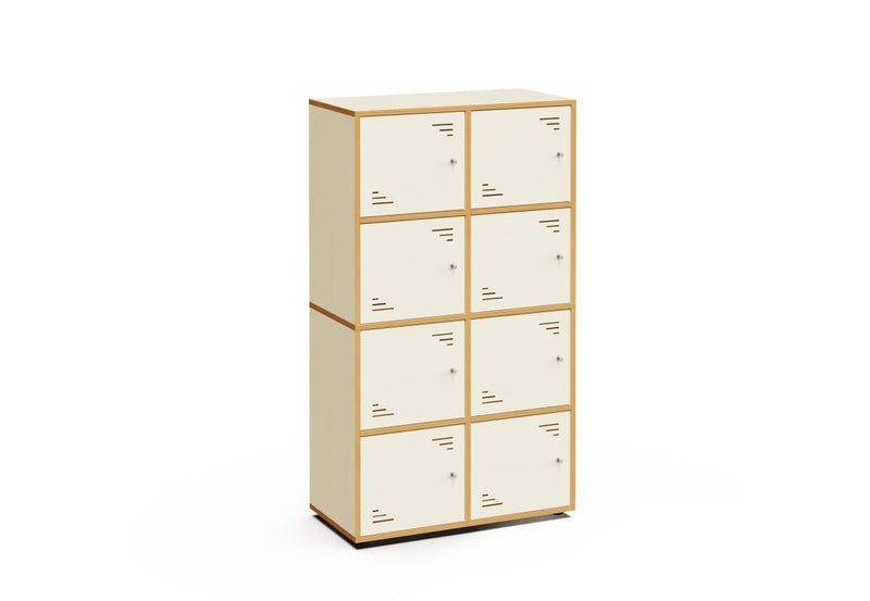 LOCKY 2×4 – 8-Locker Cabinet – White Maple Interior – White Maple Exterior Finish