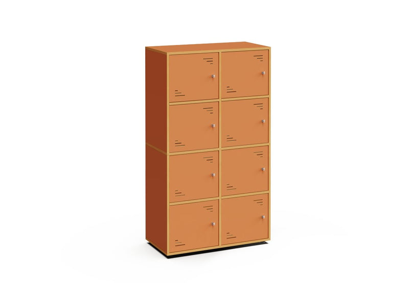 LOCKY 2×4 – 8-Locker Cabinet – White Maple Interior – Glacier Blue Exterior Finish