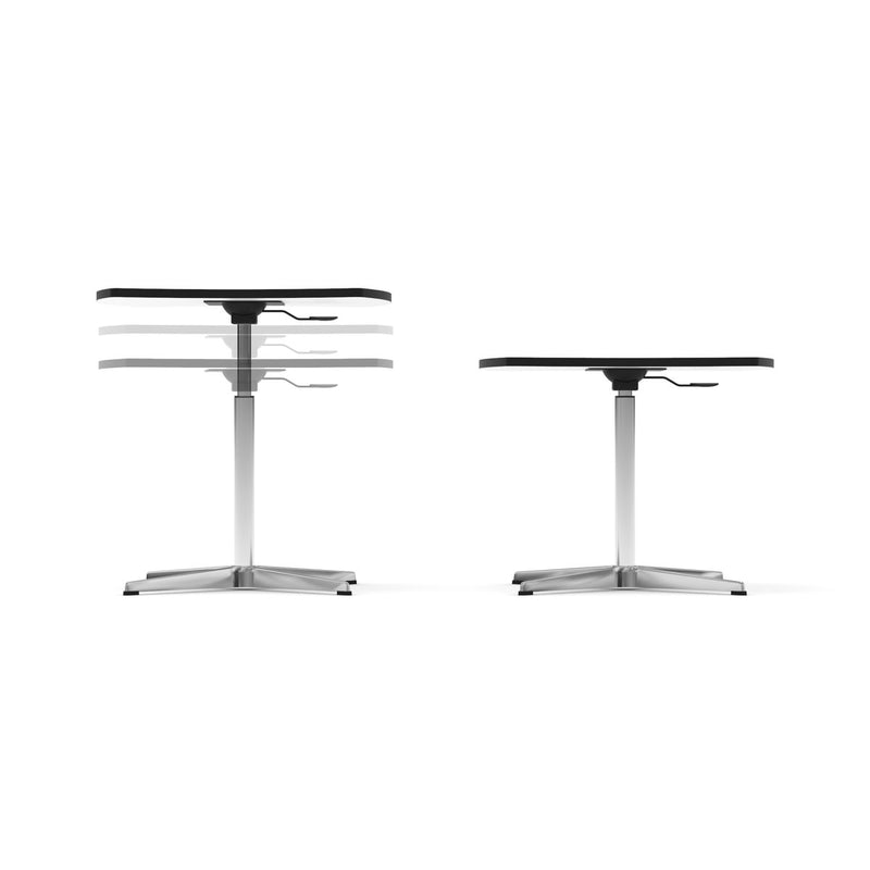 LOUISE – Low table with four star base. High adjustable with chromed gaslift