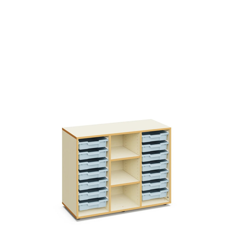 LUCY - Cabinet maple white with 3 columns and 14 small light mint trays