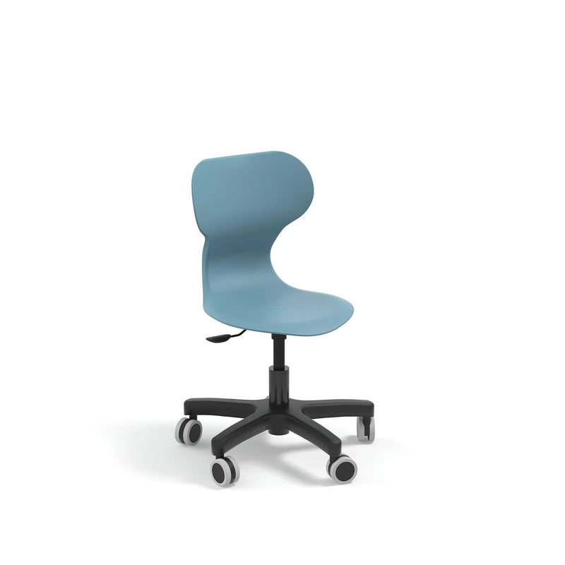 MIA MINI LIFT - Swivel plastic low chair, gas lift and castors. Mint green