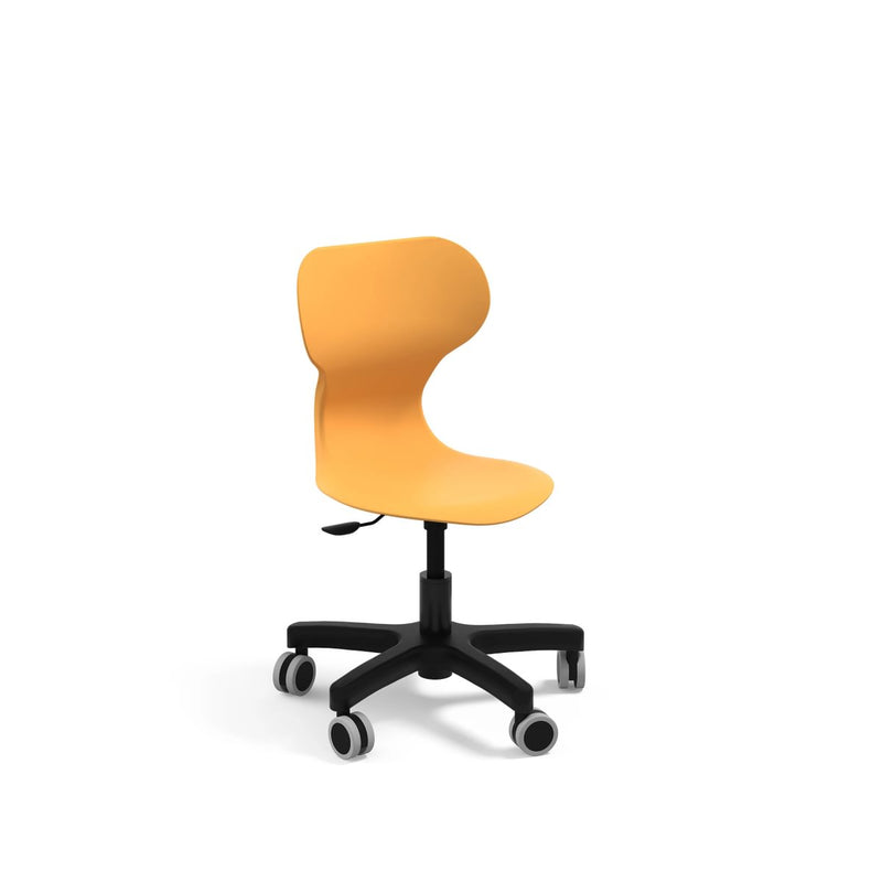 MIA MINI LIFT - Swivel plastic low chair, gas lift and castors. Ivory white