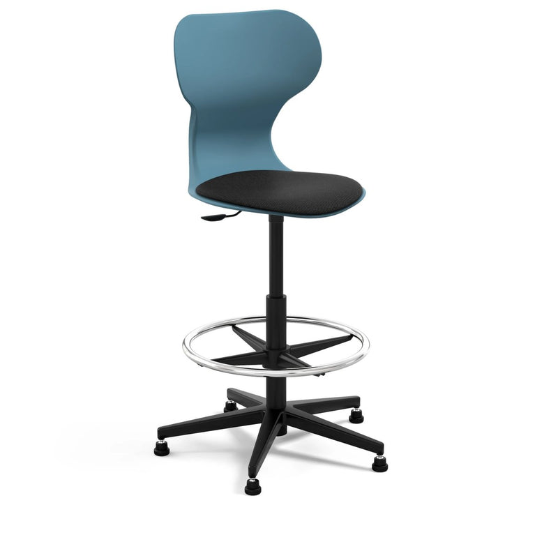 MIA STOOL - High swivel plastic stool with castors. Stroke gas lift. Ochre
