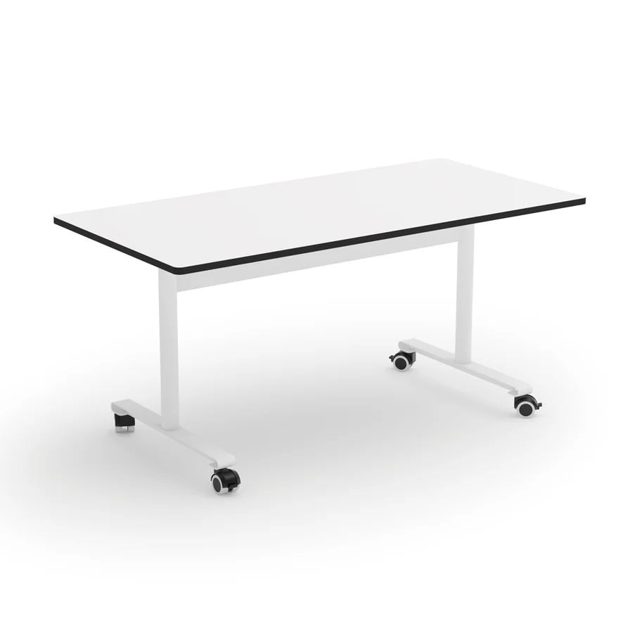 MINIFLOOP- Folding table. metal frame. Warm Grey- castors. tabletop Maple White. 1390x680mm. Size 1