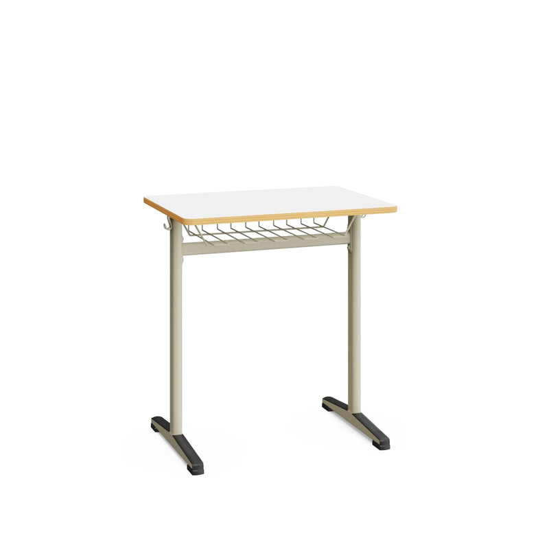 NAXEL – Individual Desk – Warm Grey Frame – White Top – Mesh Drawer – Size 5
