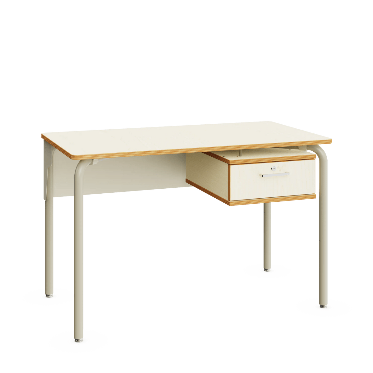Teacher Desk – Metal Frame Warm Grey – White Top – 1214 × 664 mm