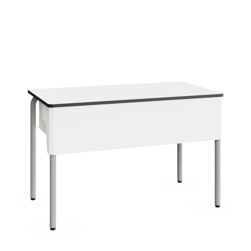 RECTANGLE TEACHER - Metal structure table. Warm Grey- MDF tabletop,1214x664 mm.
