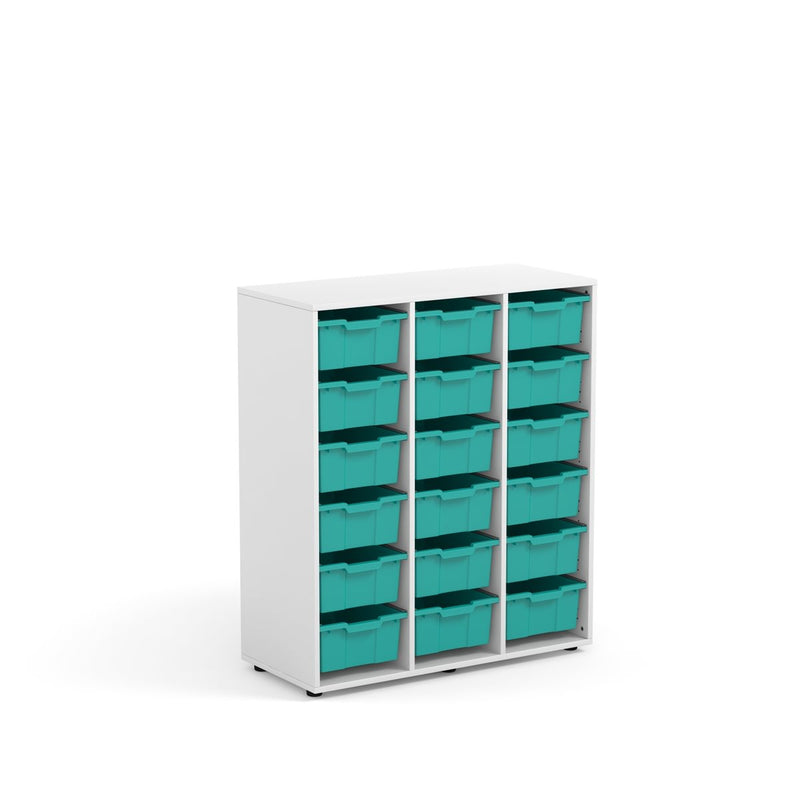 SOPHIE - Cabinet Maple White with 18 Warm grey big trays