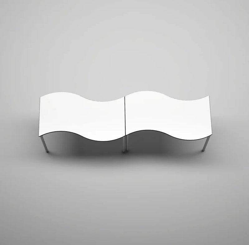 WAVE – Table with Metal Frame Warm Grey – MDF + PVC Top – 1300 × 650 mm – Size 6
