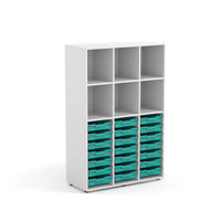 ALICE - Cabinet  Maple White with 6 upper compartments and 12 big Warm grey trays