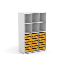 ALICE - Cabinet  Maple White with 6 upper compartments and 12 big Warm grey trays