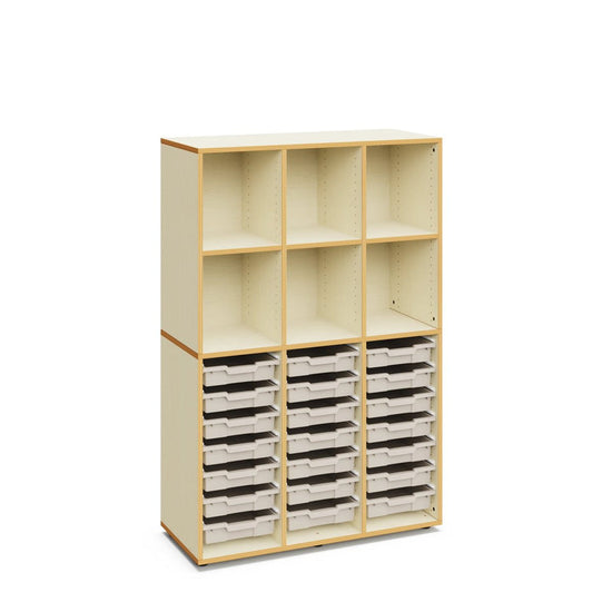 ALICE - Cabinet with 6 upper spaces and 21 Ochre small trays