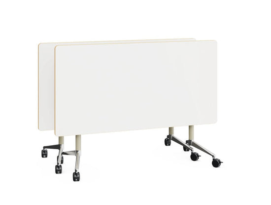 ALUFLOOP- Folding table with metal structure. Warm Grey-  MDF tabletop matt white. 1600x800 mm