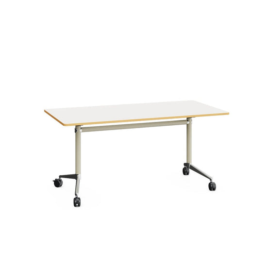 ALUFLOOP- Folding table with metal structure. Warm Grey-  MDF tabletop matt white. 1390x700 mm