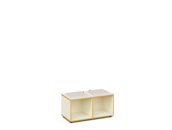 BUNKY – Low Bench for 2 People – White Maple Interior – Glacier Blue Exterior Finish