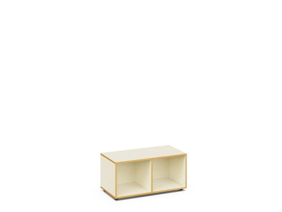 BUNKY – Low Bench for 2 People – White Maple Interior – Glacier Blue Exterior Finish