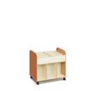 DAN- High book trolley with castors. White. Coulered side panels in white