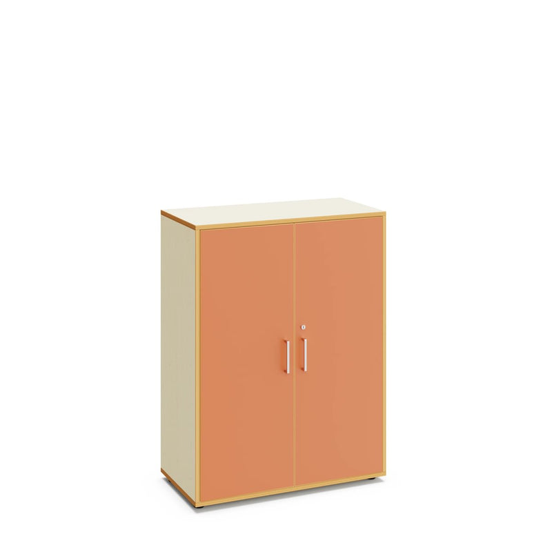 EMMY - Cabinet Maple White with 3 inner compartments and 2 doors Terracota with lock.