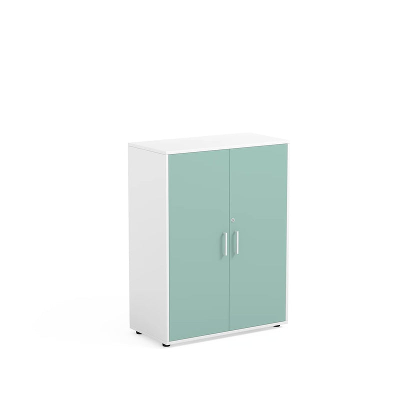 EMMY - Cabinet with 3 inner compartments and 2 doors White with lock- Maple White