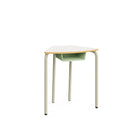 HEXA-Metal frame table. Chipboard, white melamine and black injected PP edge. Size 6