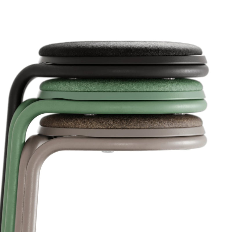 JON - Swing stool with rounded base. Stackable. Green mint