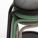 JON - Swing stool with a rounded base. Strackable. Black
