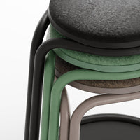JON - Swing stool with a rounded base. Strackable. Black