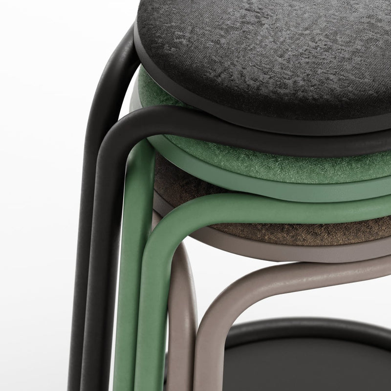 JON - Swing stool with rounded base. Stackable. Green mint