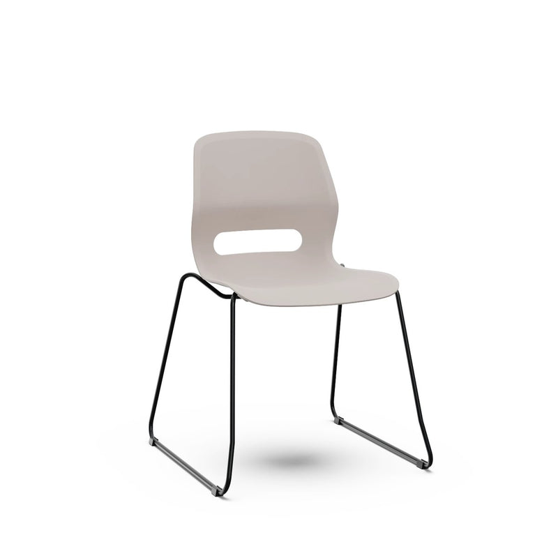 JUN SLED - Chair with Black Sled Frame and shell CREAM