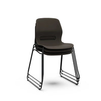 JUN SLED - Chair with Black Sled Frame and shell STONE GRAY
