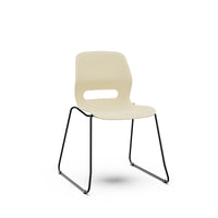 JUN SLED - Chair with Black Sled Frame and shell STONE GRAY