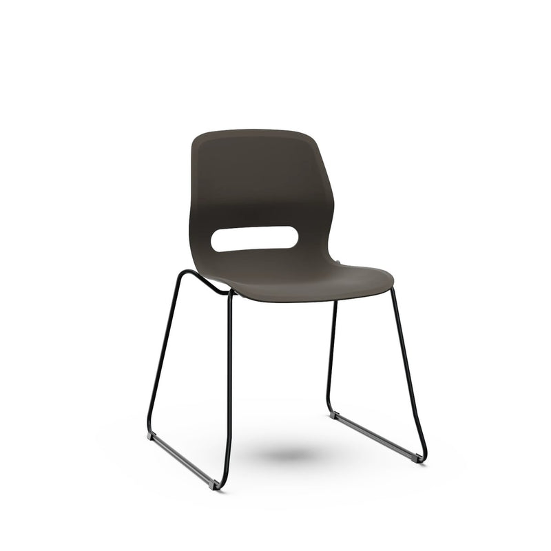 JUN SLED - Chair with Black Sled Frame and shell CREAM