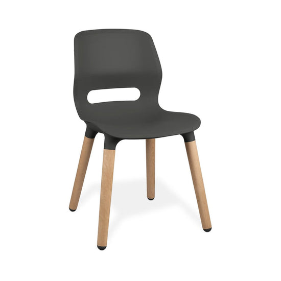 JUN WOOD - Chair with Wooden Frame and shell GRAPHITE BLACK