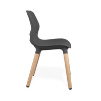 JUN WOOD - Chair with Wooden Frame and shell GRAPHITE BLACK