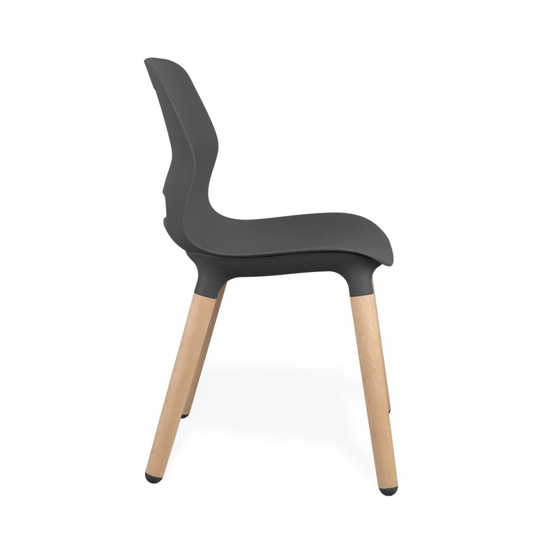 JUN WOOD - Chair with Wooden Frame and shell GRAPHITE BLACK